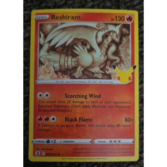 Six Basic Reshiram Pokemon Cards 002/025 2021 - Picture 4 of 7